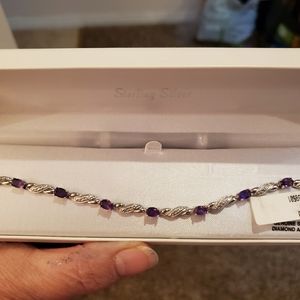 Amethyst/Diamond Accent Bracelet